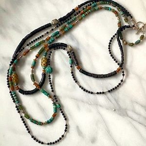 Triple Strand Semi-Previous bead Necklace